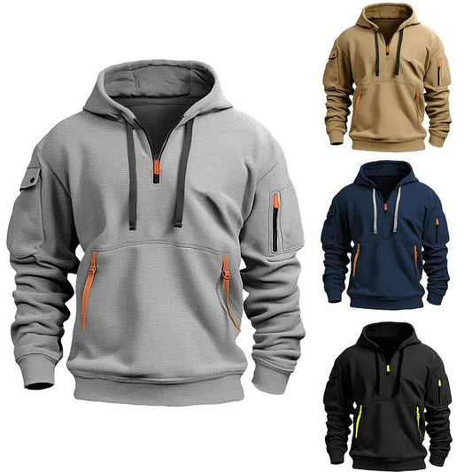 🧥Men's Casual Sports Hoodie with Arm Pockets and Zipper – Perfect for Fall & Winter! ✨