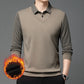 🔥Winter New Men's Fleece Striped Polo T-Shirt: Stylish Casual Layered Design!