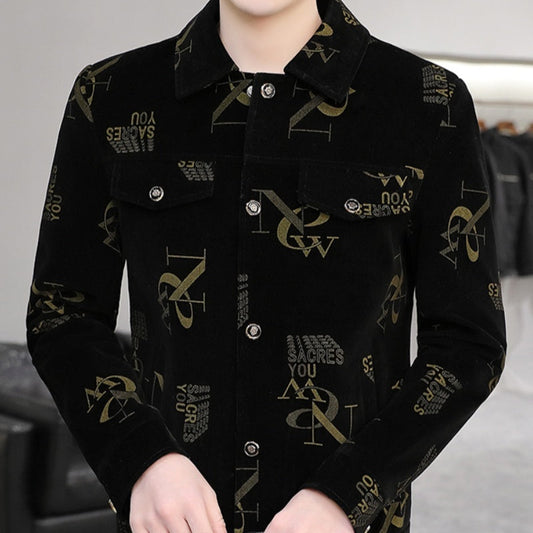 🔥Hot sale Men's Print Lapel Button Down Jacket