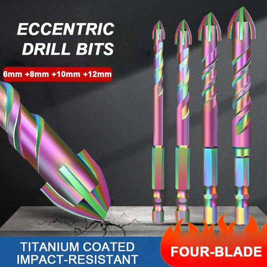 🔥Only 69.99 for 20 PCS Titanium Coated Spiral Four-blade Eccentric Drill Bits