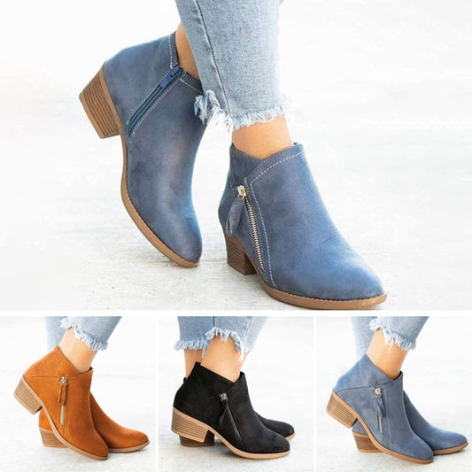 ✨ 50% off for a limited time| Chunky Heel Side Zipper | plus-size Women's Boots 👢❄️